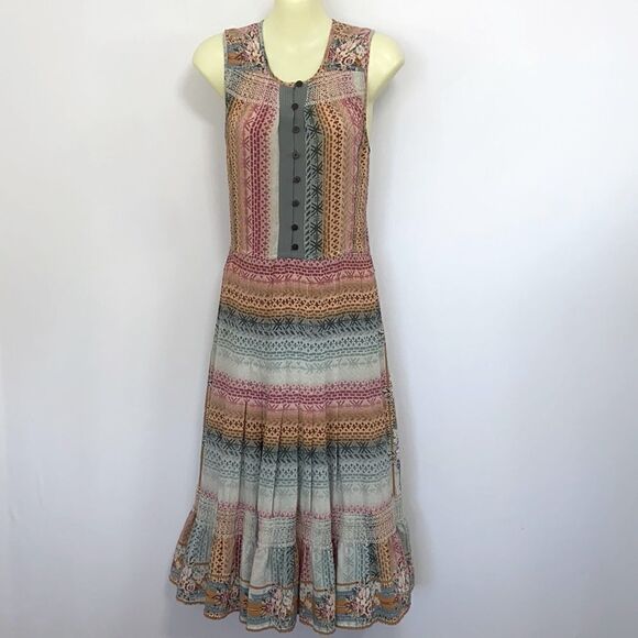 Plenty Tracy Reese Dress Pink Abstract Maxi Silk Excellent Sz 2 - Picture 1 of 8